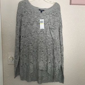 Long sleeve open stitch pullover